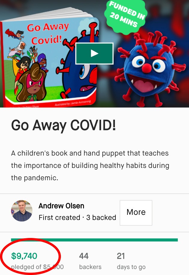 go away covid screenshot kickstarter mobile